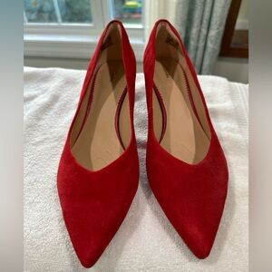 Clarks Red Suede Heels